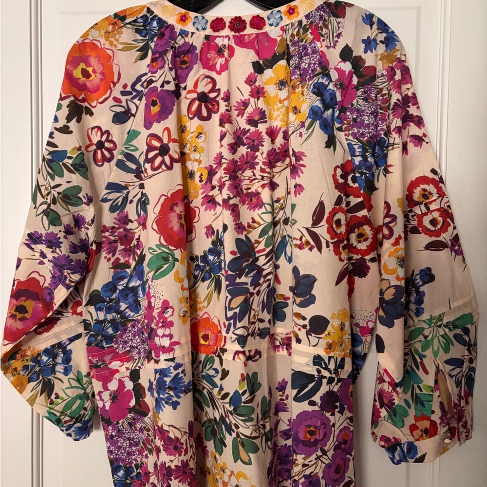 Johnny Was Pink and Yellow Floral Top - Picture 4 of 9